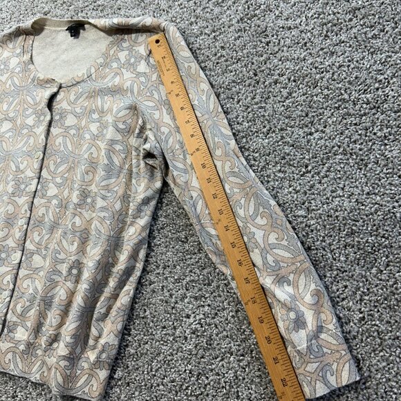 Talbots Womens 1X Floral Paisley Cardigan Sweater Button Front Beige & Gray - Picture 5 of 8